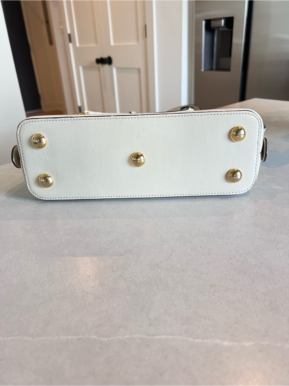 Gucci GG Canvas Satchel in Beige and White with Gold Hardware - Picture 5 of 7